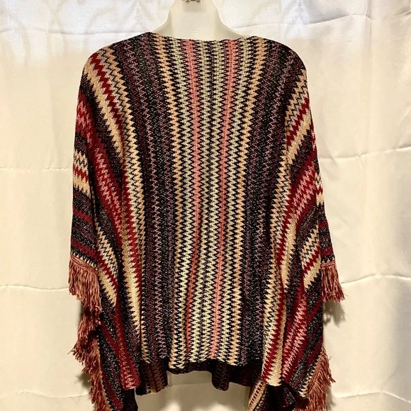 Womens Boho Poncho Knit Fringe Rhuana XXS/XS - Picture 5 of 6